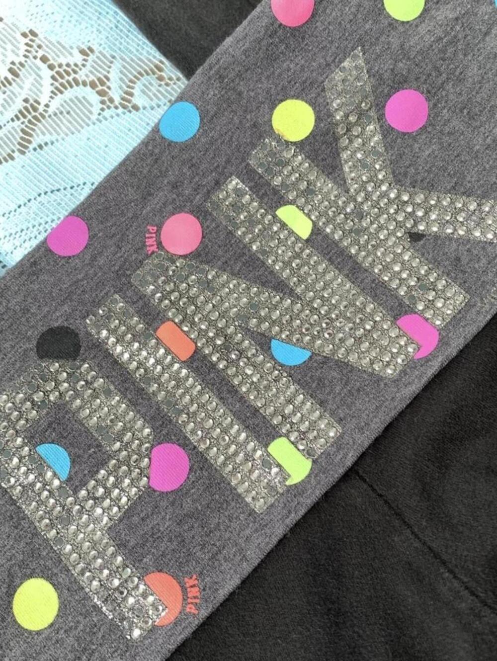 Rare vintage Y2K fold over Victoria's Secret PINK polka dot leggings!